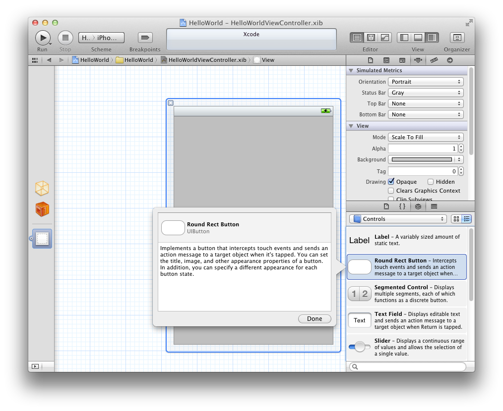 Selecting an object to add to the View