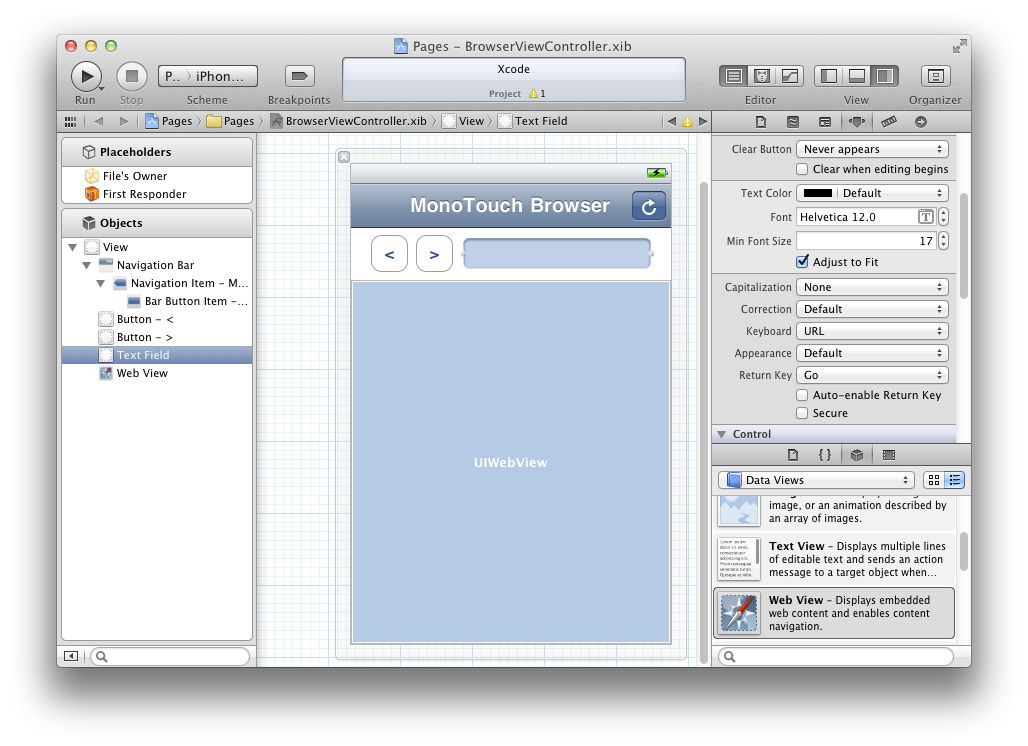 Browser app in Interface Builder