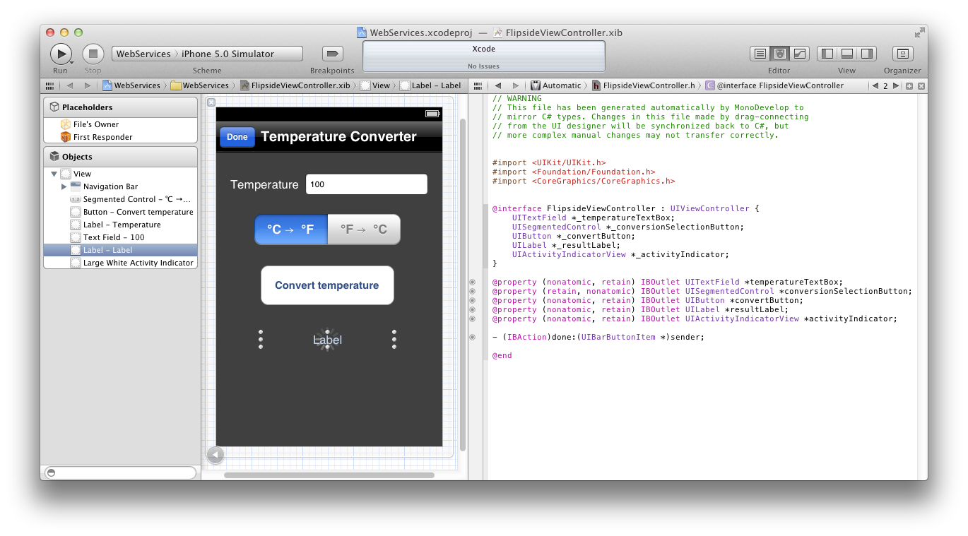 Setting up the web service client in Interface Builder