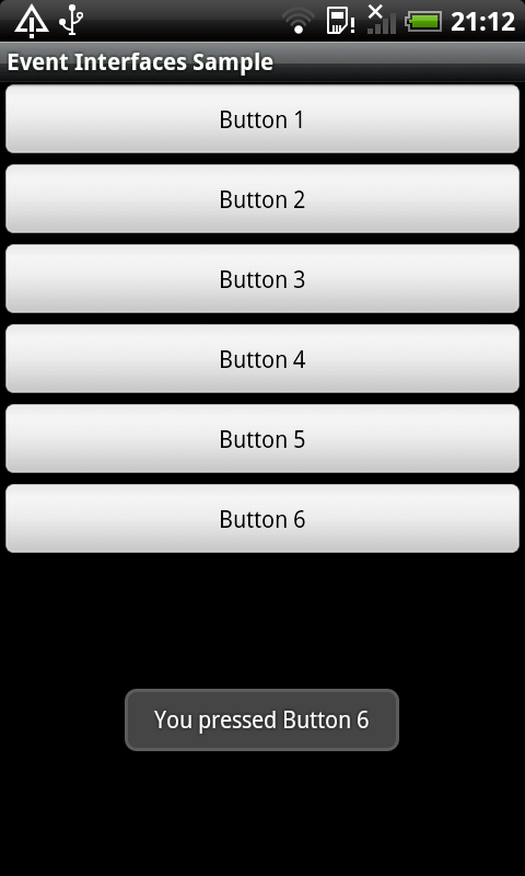 Clicking a button in the sample app that accompanies this article